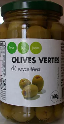 Olives vertes dénoyautées Tous les jours 160 g, code 3700311811452