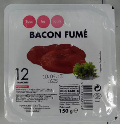 Bacon fumé Tous les jours 12 tranches (150 g), code 3700311821123