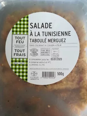 Salade à la tunisienne Brédial, tout feu tout frais 500 g, code 3700520500048