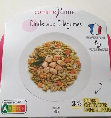 Dinde aux 5 légumes printaniers Comme j'aime 300 g, code 3700977781335