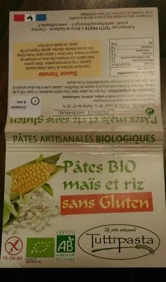 Pâtes BIO maïs et riz sans Gluten Tuttipasta 250 g, code 3760004430537