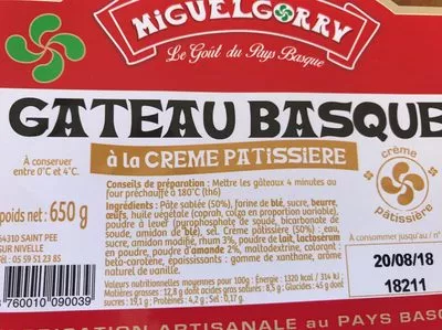 Gâteau Basque a la Crème Pâtissière Haizegoa 650g, code 3760010090039