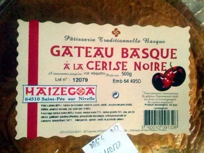 Gâteau Basque à la cerise noire Miguelgorry, Haizegoa 500 g, code 3760010091326