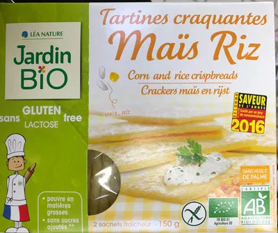 Tartines craquantes Maïs Riz Jardin Bio, Léa Nature 2 * 75 g (150 g), code 3760020508968