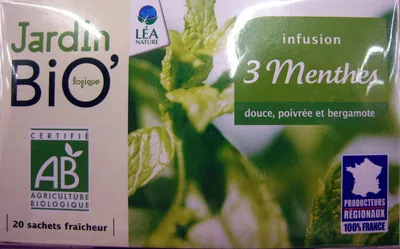 Infusion 3 Menthes Jardin Bio Jardin Bio, LEA Nature 30 g (20 sachets de 1,5 g), code 3760020509392