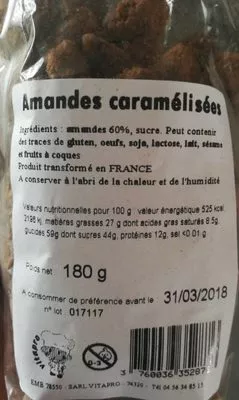 Amandes caramélisées  , code 3760036352876