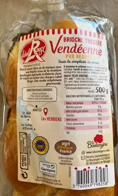 Brioche tressée Vendéene Label Rouge La Boulangère 500 g, code 3760049798258