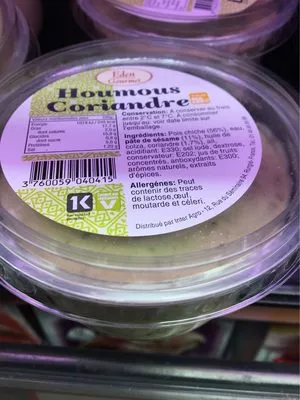 Houmous Coriandre, Eden gourmet 200 g, code 3760059040415