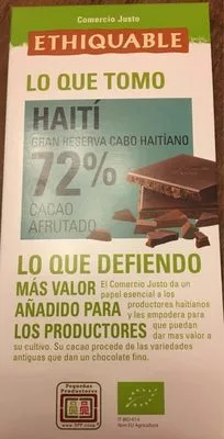 Chocolate negro Haití 72% cacao Ethiquable 100 g, code 3760091726117