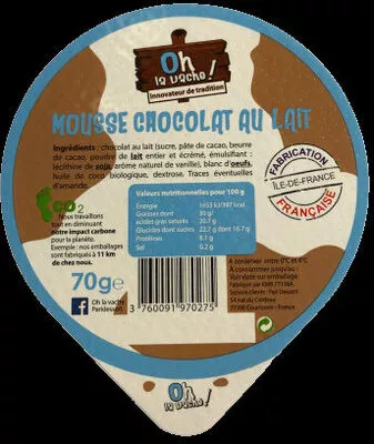 Mousse Chocolat au Lait Oh la vache ! 70g, code 3760091970275