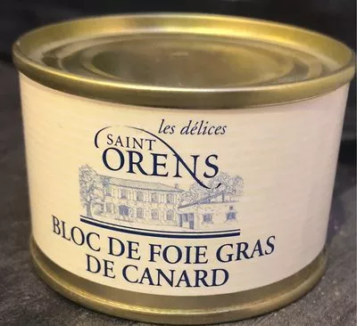 Bloque de foie gras de canard Les Delices Saint Orens , code 3760105351274