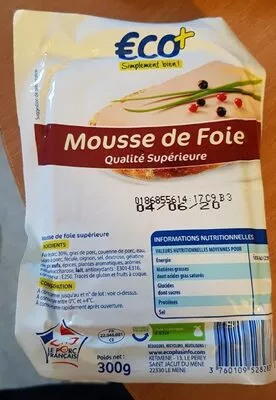 Mousse de Foie Qualité Supérieure 300G Eco+ Leclerc ECO + , code 3760109528283