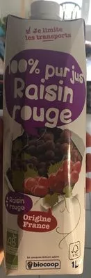 100% pur jus raisin rouge Biocoop 1 l, code 3760121211460