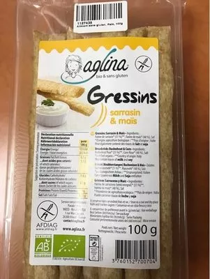 Gressins sarrasin & maïs bio AGLINA 100 g, code 3760152700704