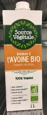 Boisson à l’Avoine Bio Source Végétale 1 L, code 3760159102433