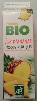 Jus d'ananas 100% pur jus Planète Bio 1 l, code 3760186970197