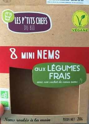 8 nems aux légumes roulés à la main les p'tits chefs du bio 200 g, code 3760209680140