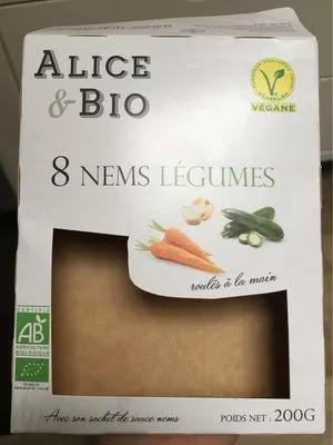 8 Nems aux Légumes, Bio Alice Et Bio , code 3760209681055