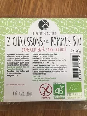 Chaussons aux pommes bio  , code 3760245790155