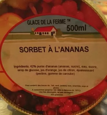 Sorbet à l'ananas Glace de la Ferme 325 g, code 3760252112018