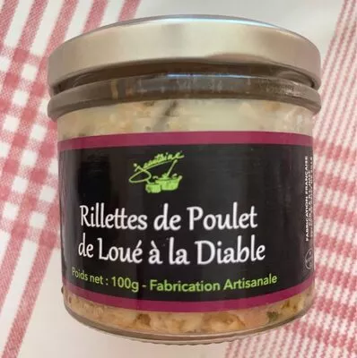 Rillettes de poulet de loué a la diable  100 g, code 3760252200289