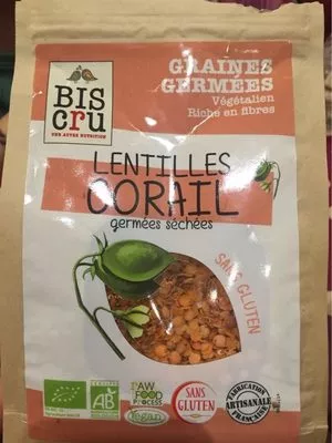 Lentilles corail germees sechees  , code 3760270210123