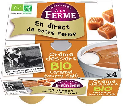 Crème dessert bio Caramel Beurre Salé Invitation à La Ferme 400 g (4 *100 g), code 3770000451016