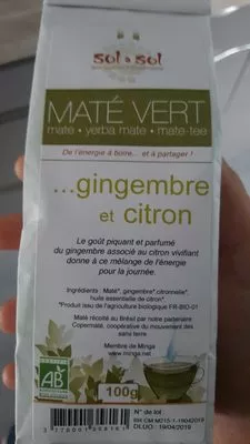 Maté Vert Gingembre et Citron Sol a Sol 100 g, code 3770001358161