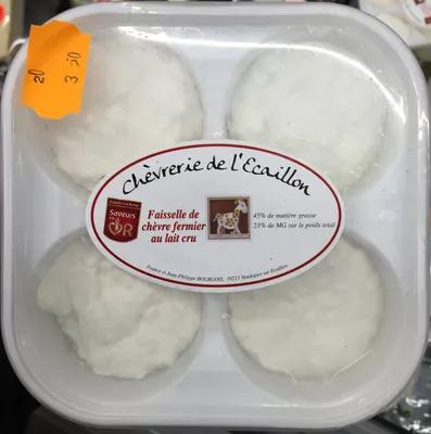 Faisselle de chèvre fermier au lait cru Chèvrerie de l'écaillon 4 * 125 g, code 3770001532301