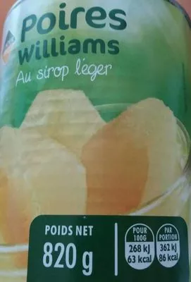 Poires williams au sirop leger  , code 3770006369179