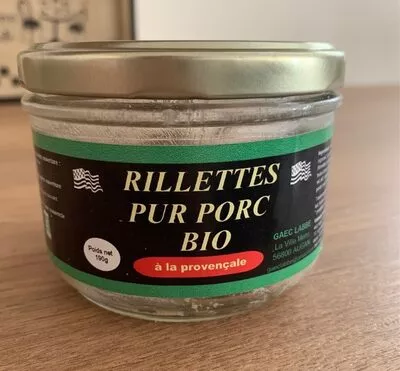 Rillettes pur porc bio à la provençale  190 g, code 3770010529057