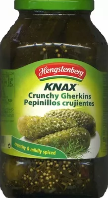 Pepinillos KNAX con aliño suave Hengstenberg 850g, code 40081403