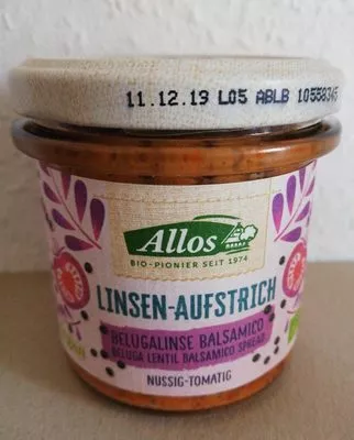 Linsen-Aufstrich: Belugalinse Balsamico Allos 140g, code 4016249173883