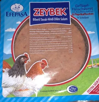 Zeybek Poultry Sausage with Flucky Paprika EFEPASA 200 g, code 4017979046003