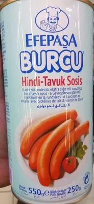 Burcu Hindi-Tavuk Sosis Efepasa Burcu 550 g e / 250 g égoutté, code 4017979052004