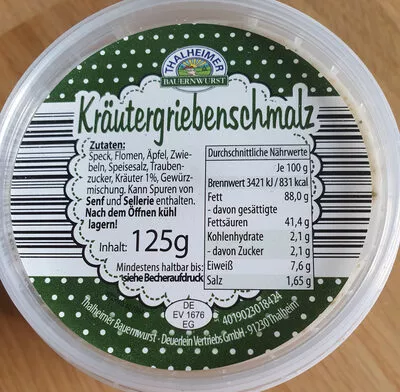 Kräutergriebenschmalz Thalheimer 125 g, code 4019023018424