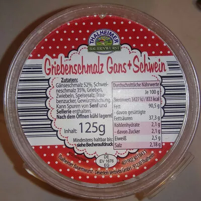 Griebenschmalz Gans+Schwein Thalheimer 125 g, code 4019023018431