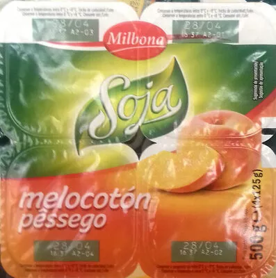 Yogurth de soja y melocotón Milbona 500 g (4 x 125 g), code 4056489028857