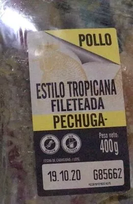 Pechuga pollo fileteada tropicana lidl , code 4056489256625