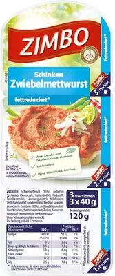 Schinken Zwiebelmettwurst - fettreduziert Zimbo 120 g, code 4063761540068