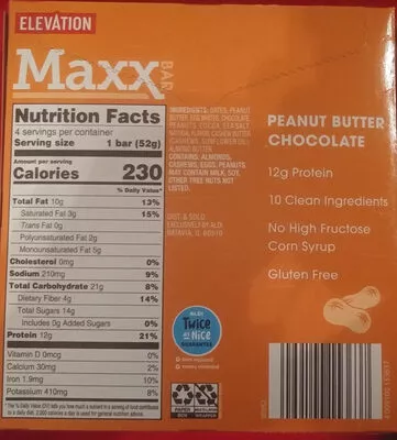 Maxx Bar Peanut Butter Chocolate Aldi, Elevation 208 g, code 4099100153637