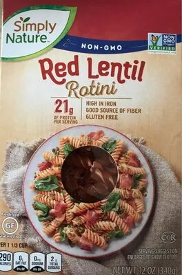 Red Lentil Rotini Simply Nature,  Aldi 12 oz, code 4099100156744