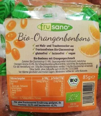 Bio-orangenbonbons  85 g, code 4260137742006