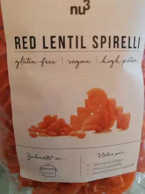 Nu3 Red Lentil Spirelli Nu3 , code 4260289447880