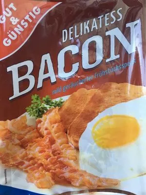 Delikatess Bacon, mild geräucherter Frühstücksspeck Gut & Günstig 100 g, code 4311596443819