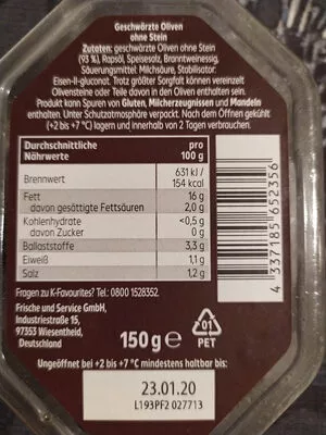 Geschwärzte Oliven ohne Stein Kaufland Favourites 150 g, code 4337185652356