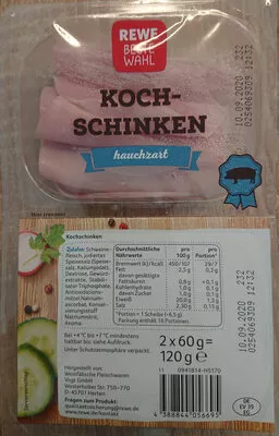 Kochschinken hauchzart REWE Beste Wahl 120 g, code 4388844056695