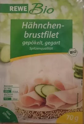 Bio Hähnchenbrustfilet gepökelt, gegart rewe 70 g, code 4388844062047