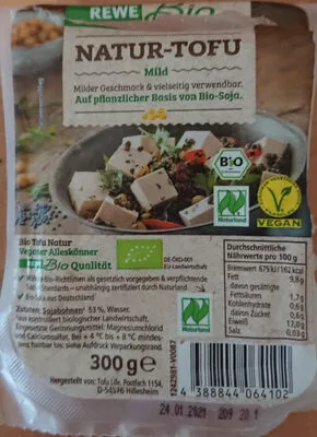 Tofu Natur Mild REWE Bio 300g, code 4388844064102