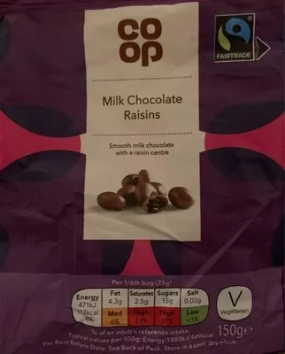 Milk Chocolate Raisins Coop 150 g, code 5000128721851